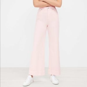 Loft women’s high waisted palazzo jean with wide legs in bubble gum pink